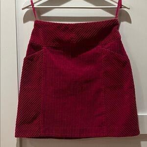 Anthropologie Rich Berry Red Corduroy Mini Skirt